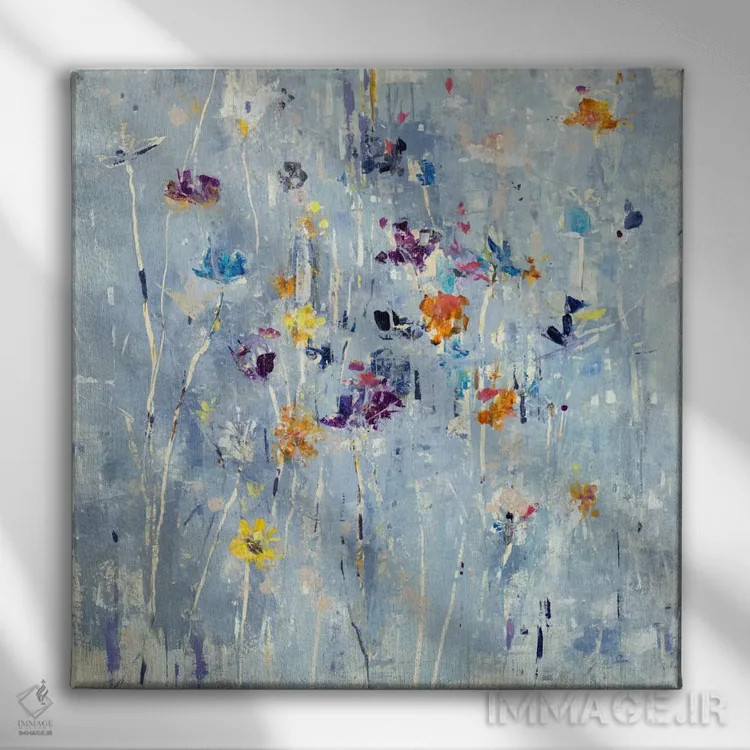 تابلو انتزاعی گل های ریز و کوچک اثر جولیان اسپنسر - نمای روبهرو روی دیوار