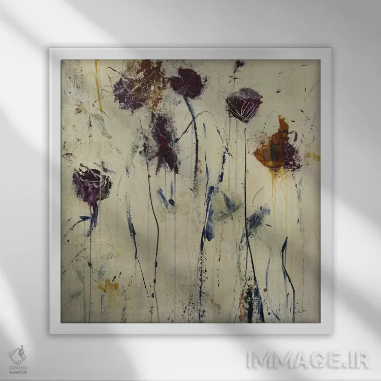 تابلو انتزاعی گیلاس شاداب اثر جولیان اسپنسر - نمای قابدار سفید