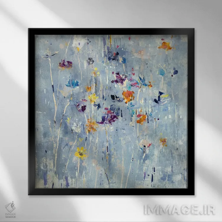 تابلو انتزاعی گل های ریز و کوچک اثر جولیان اسپنسر - نمای قابدار مشکی