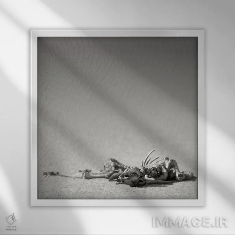 تابلو دکوراتیو اسکلت ایلند در صحرا اثر یوهان سوانپوئل - نمای قابدار سفید