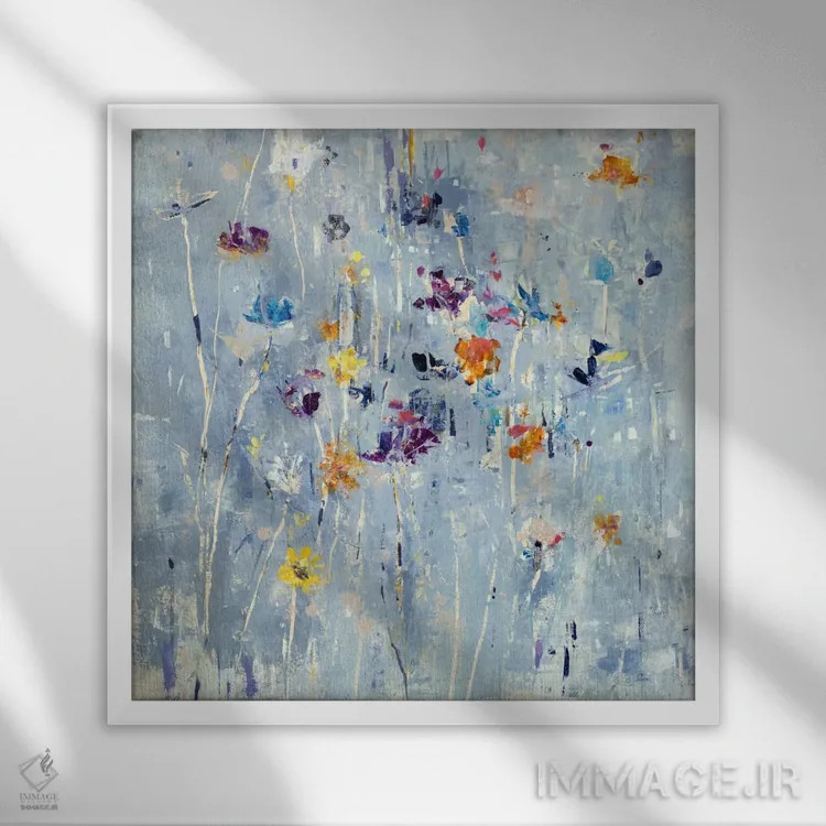 تابلو انتزاعی گل های ریز و کوچک اثر جولیان اسپنسر - نمای قابدار سفید