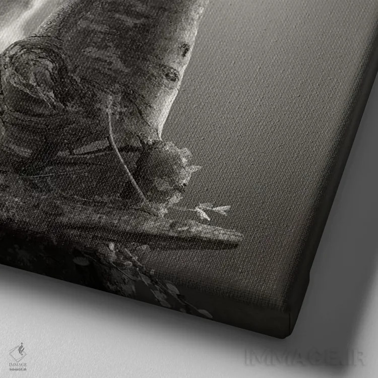 تابلو دکوراتیو بچه بابون اثر یوهان سوانپوئل - نمای نزدیک بافت بوم