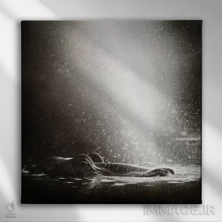 تابلو دکوراتیو اسب آبی در حال دمیدن هوا اثر یوهان سوانپوئل - نمای روبهرو روی دیوار