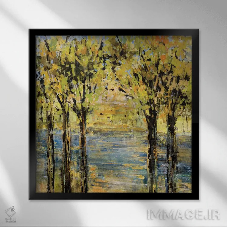 تابلو انتزاعی لذت کنار دریاچه اثر جولیان اسپنسر - نمای قابدار مشکی