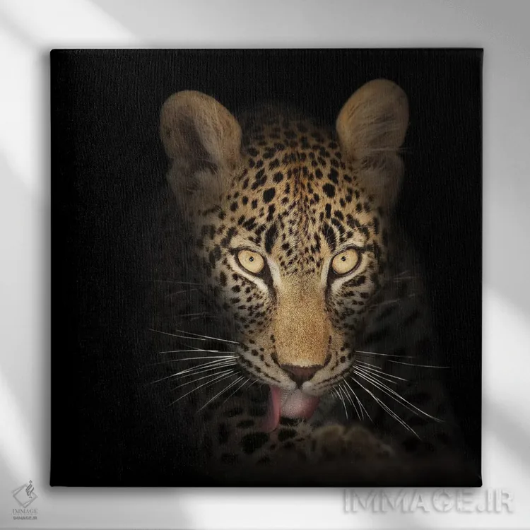 تابلو دکوراتیو پلنگ در تاریکی اثر یوهان سوانپوئل - نمای روبهرو روی دیوار