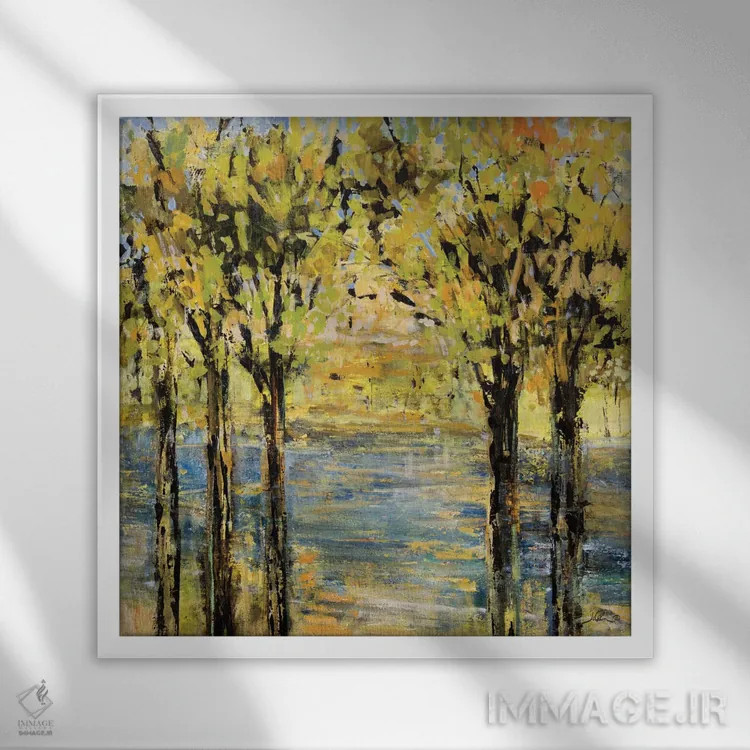 تابلو انتزاعی لذت کنار دریاچه اثر جولیان اسپنسر - نمای قابدار سفید