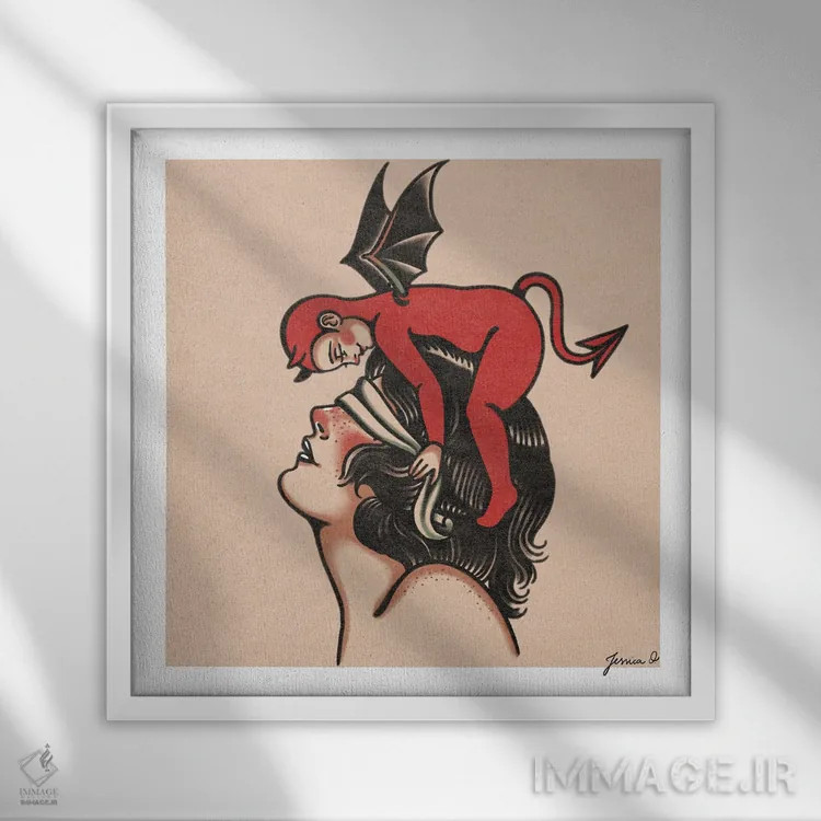 تابلو دکوراتیو عشق کور است اثر جسیکا ا. - نمای قابدار سفید