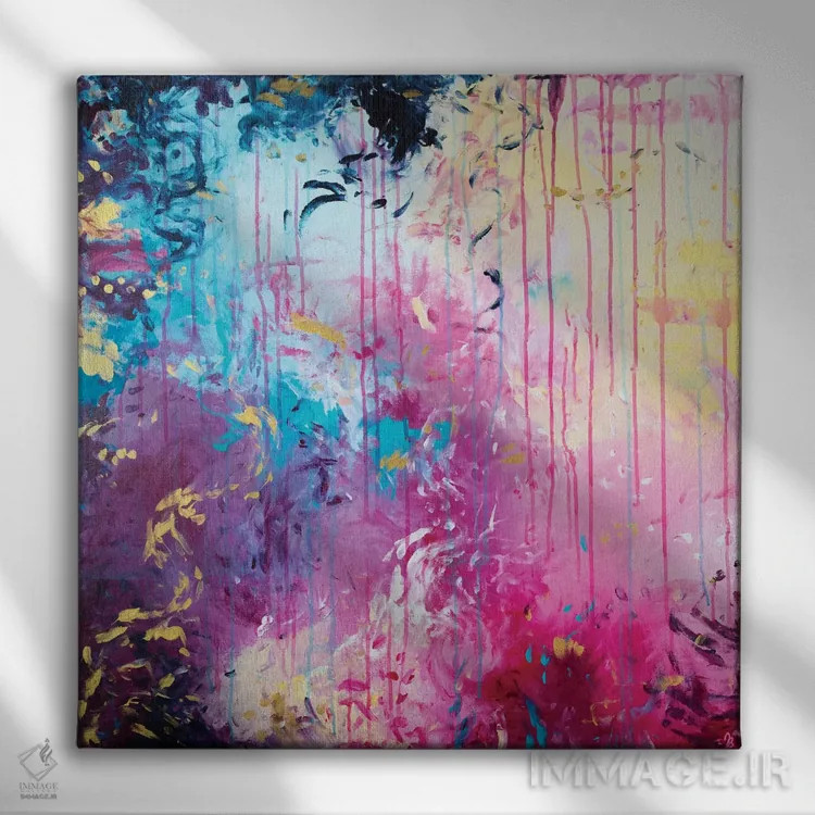تابلو انتزاعی جای شاد اثر جولیا بادو - نمای روبهرو روی دیوار