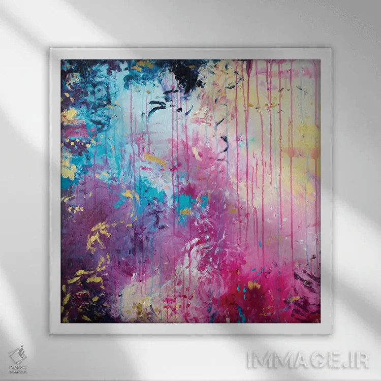 تابلو انتزاعی جای شاد اثر جولیا بادو - نمای قابدار سفید