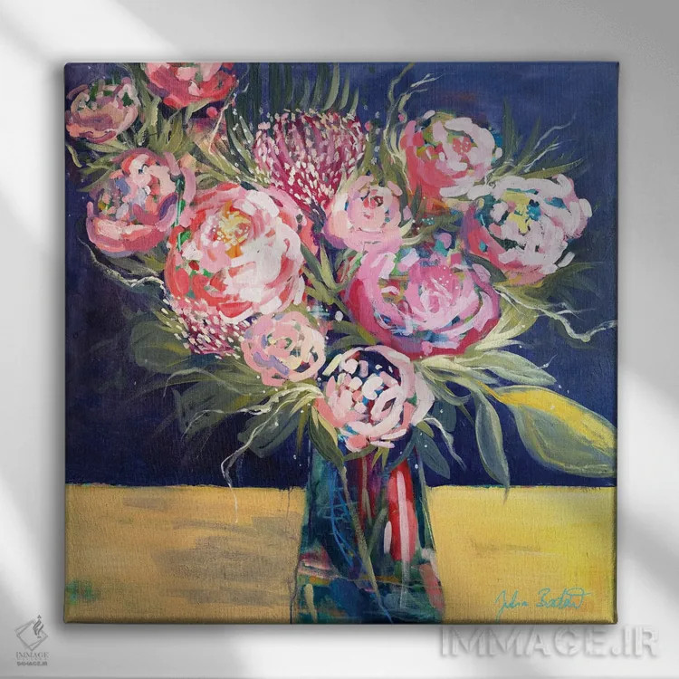 تابلو دکوراتیو شکوفه های سلطنتی اثر جولیا بادو - نمای روبهرو روی دیوار