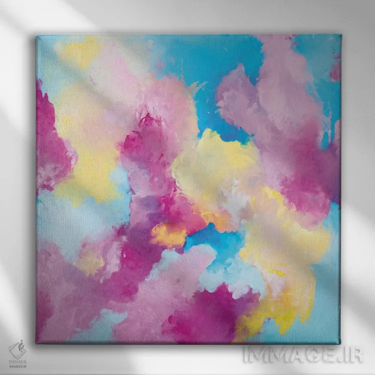 تابلو انتزاعی ابر کومولوس اثر جولیا بادو - نمای روبهرو روی دیوار