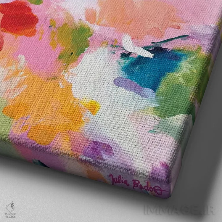 تابلو انتزاعی باغ وحشی اثر جولیا بادو - نمای نزدیک بافت بوم