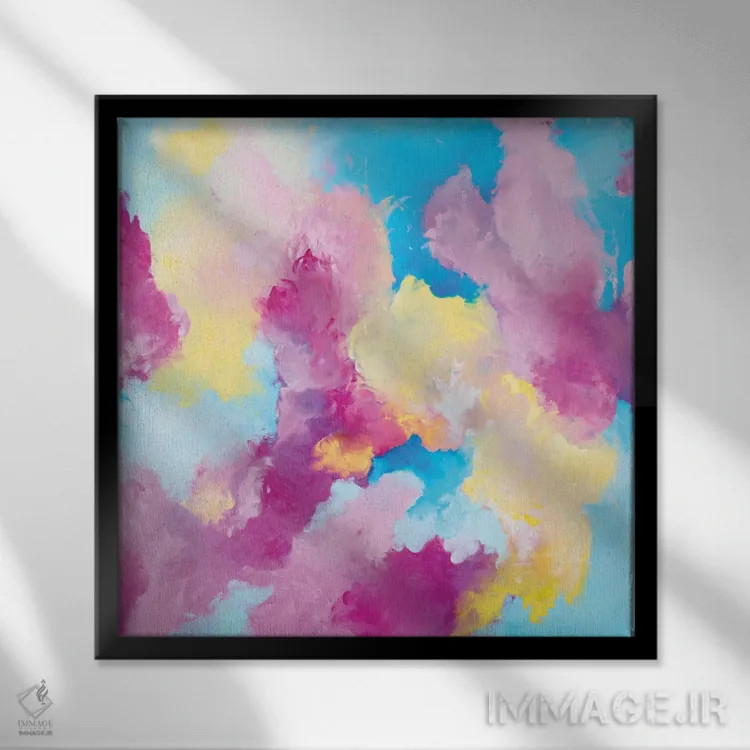 تابلو انتزاعی ابر کومولوس اثر جولیا بادو - نمای قابدار مشکی