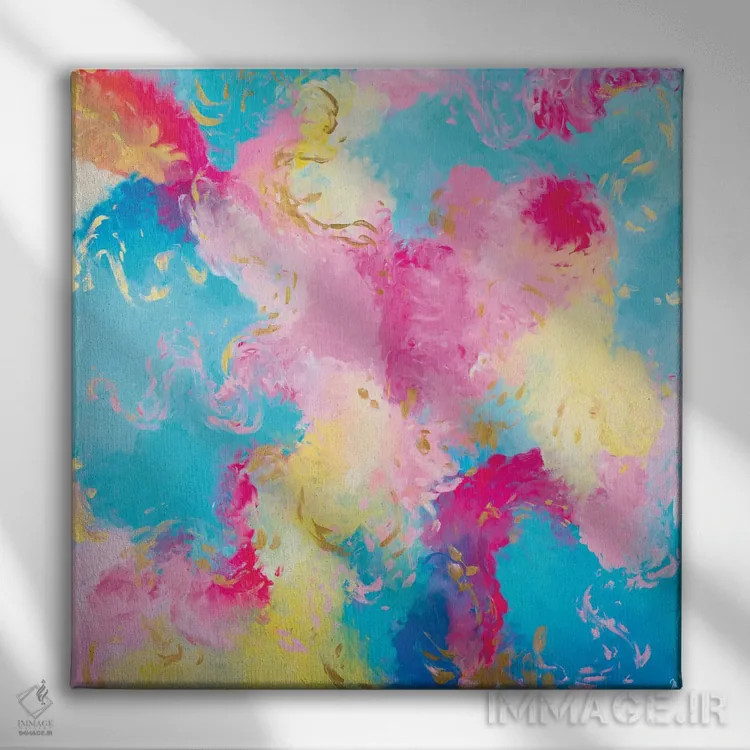 تابلو انتزاعی عصرهای آفتابی و بستنی اثر جولیا بادو - نمای روبهرو روی دیوار