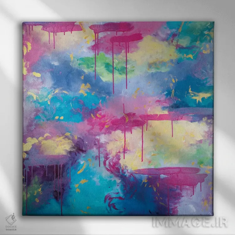 تابلو انتزاعی امکان های بی پایان اثر جولیا بادو - نمای روبهرو روی دیوار