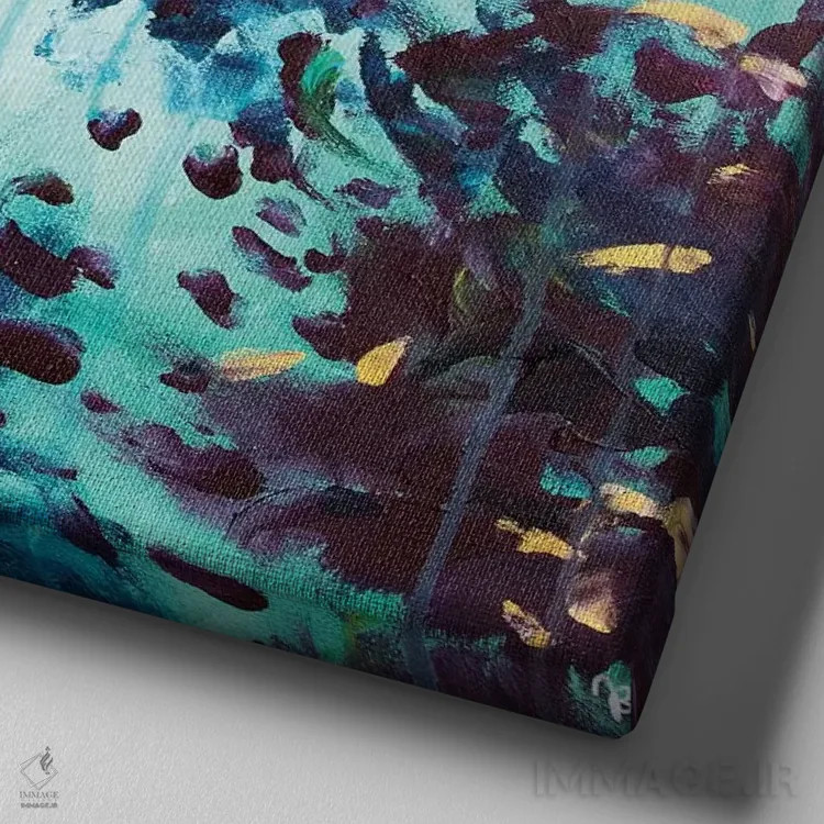 تابلو انتزاعی آرامش ذهن و تعادل اثر جولیا بادو - نمای نزدیک بافت بوم