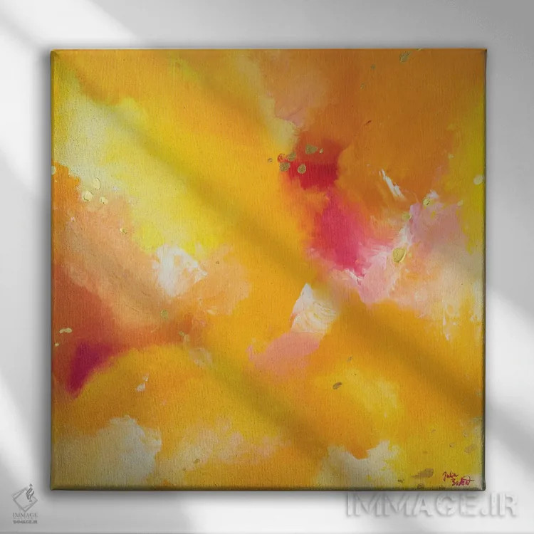 تابلو انتزاعی تابستان بی پایان اثر جولیا بادو - نمای روبهرو روی دیوار