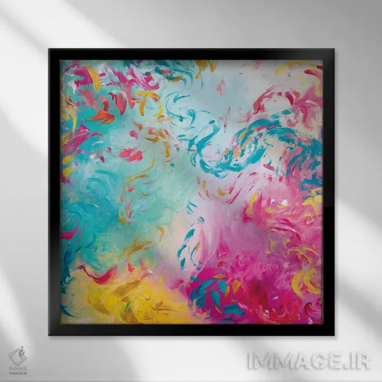 تابلو انتزاعی همه چیز را باز کن اثر جولیا بادو - نمای قابدار مشکی