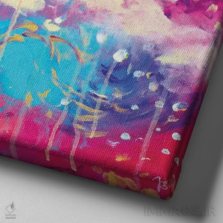 تابلو انتزاعی همه چیز روشن است اثر جولیا بادو - نمای نزدیک بافت بوم