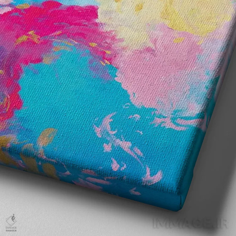 تابلو انتزاعی عصرهای آفتابی و بستنی اثر جولیا بادو - نمای نزدیک بافت بوم