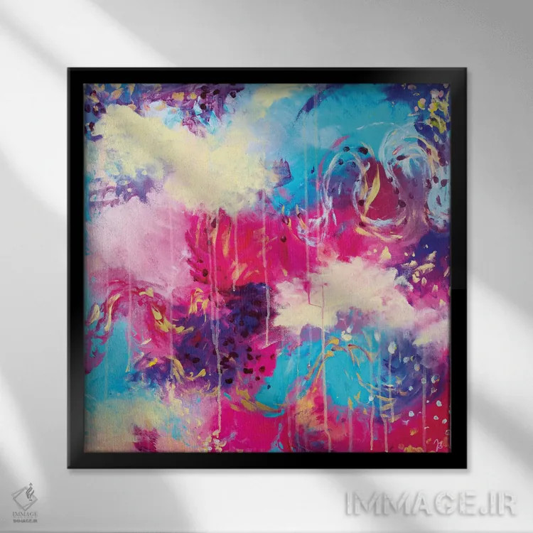 تابلو انتزاعی همه چیز روشن است اثر جولیا بادو - نمای قابدار مشکی