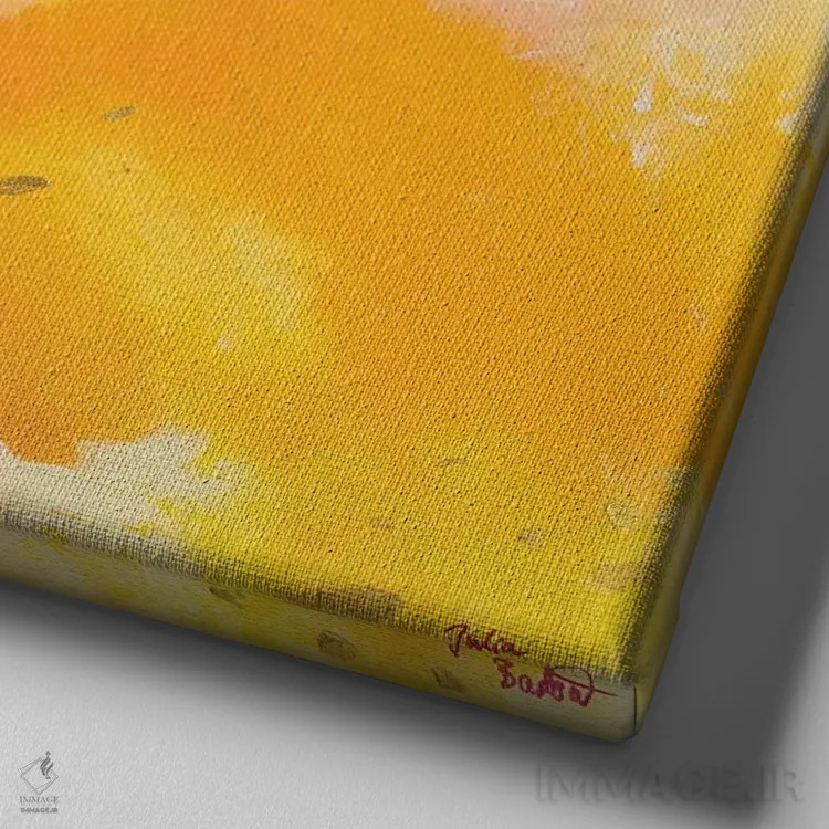 تابلو انتزاعی تابستان بی پایان اثر جولیا بادو - نمای نزدیک بافت بوم