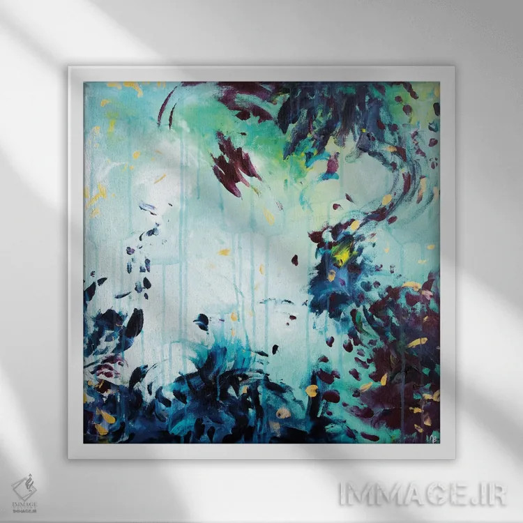 تابلو انتزاعی آرامش ذهن و تعادل اثر جولیا بادو - نمای قابدار سفید