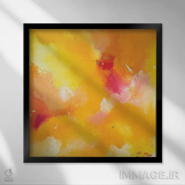 تابلو انتزاعی تابستان بی پایان اثر جولیا بادو - نمای قابدار مشکی