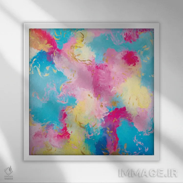 تابلو انتزاعی عصرهای آفتابی و بستنی اثر جولیا بادو - نمای قابدار سفید