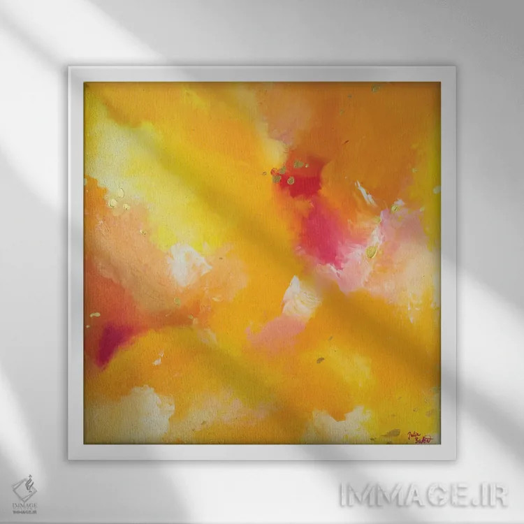 تابلو انتزاعی تابستان بی پایان اثر جولیا بادو - نمای قابدار سفید