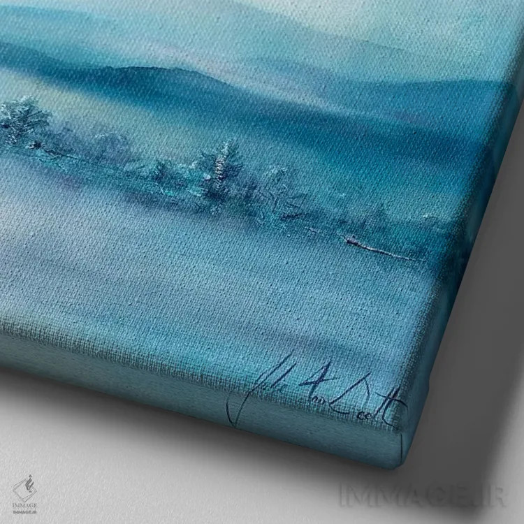 تابلو انتزاعی مه انگلیسی اثر جولی ان اسکات - نمای نزدیک بافت بوم