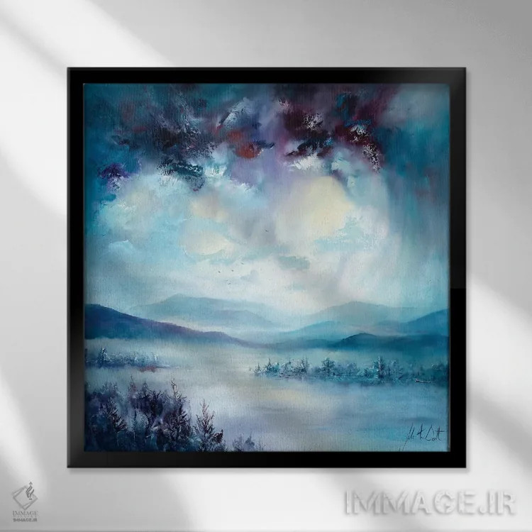 تابلو انتزاعی مه انگلیسی اثر جولی ان اسکات - نمای قابدار مشکی