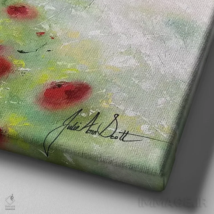 تابلو انتزاعی مزارع شادی ۲ اثر جولی ان اسکات - نمای نزدیک بافت بوم