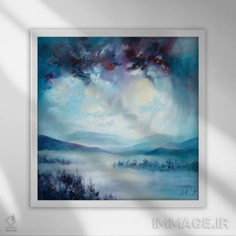 تابلو انتزاعی مه انگلیسی اثر جولی ان اسکات - نمای قابدار سفید