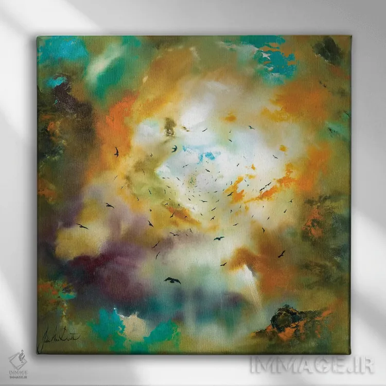 تابلو انتزاعی پروازهای خیال ۳ اثر جولی ان اسکات - نمای روبهرو روی دیوار