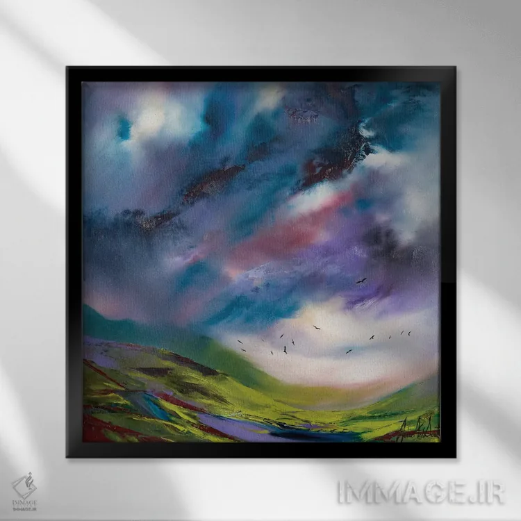 تابلو انتزاعی پروازهای خیال ۶ اثر جولی ان اسکات - نمای قابدار مشکی