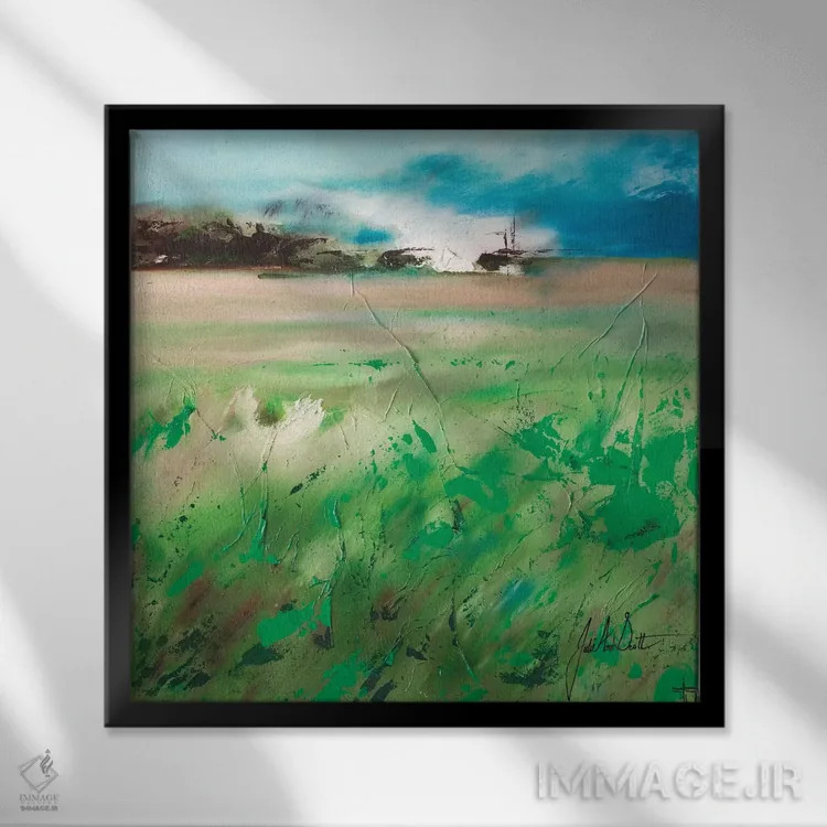 تابلو انتزاعی مزارع شادی ۴ اثر جولی ان اسکات - نمای قابدار مشکی