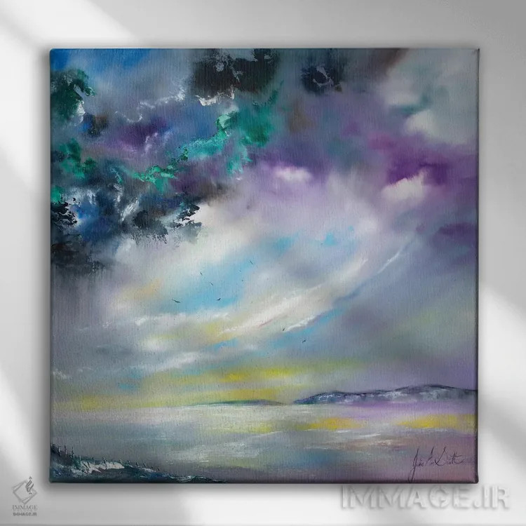 تابلو انتزاعی امید آینده اثر جولی ان اسکات - نمای روبهرو روی دیوار