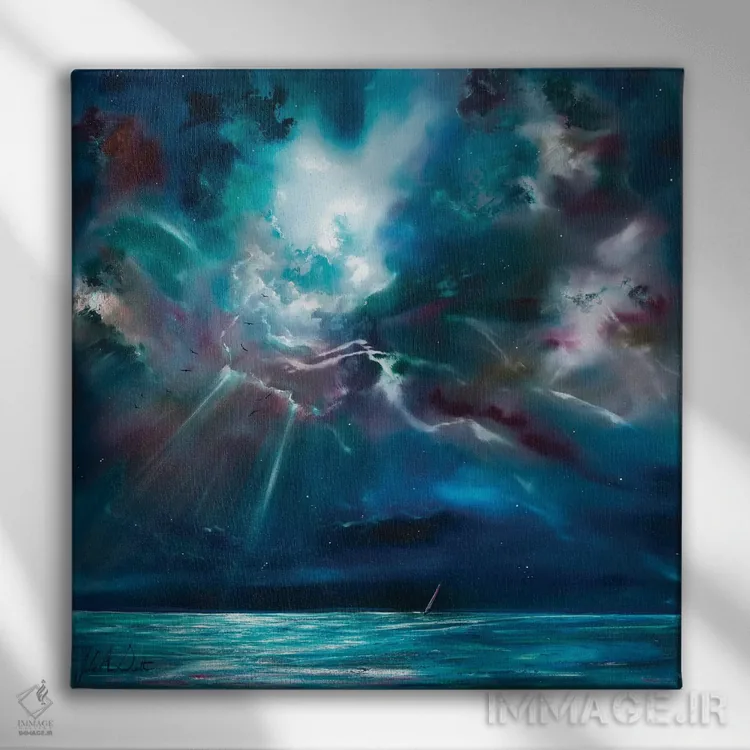 تابلو انتزاعی نور راهنمای من اثر جولی ان اسکات - نمای روبهرو روی دیوار