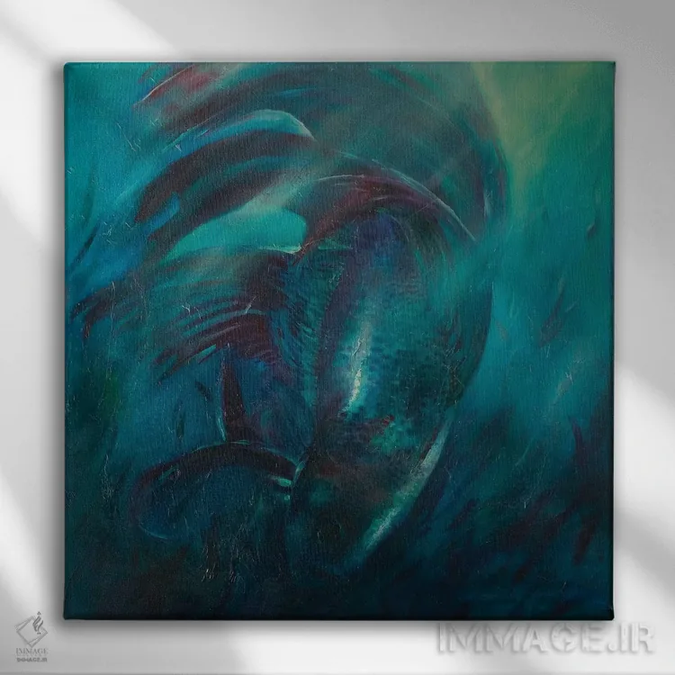 تابلو انتزاعی دریاهای آرامش ۲ اثر جولی ان اسکات - نمای روبهرو روی دیوار