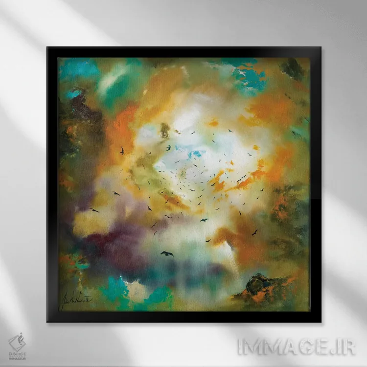 تابلو انتزاعی پروازهای خیال ۳ اثر جولی ان اسکات - نمای قابدار مشکی