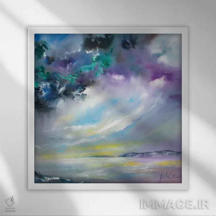 تابلو انتزاعی امید آینده اثر جولی ان اسکات - نمای قابدار سفید