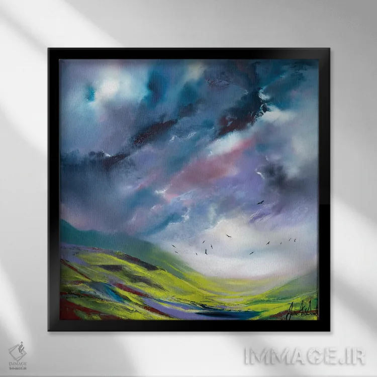 تابلو انتزاعی طوفان انگلیسی اثر جولی ان اسکات - نمای قابدار مشکی