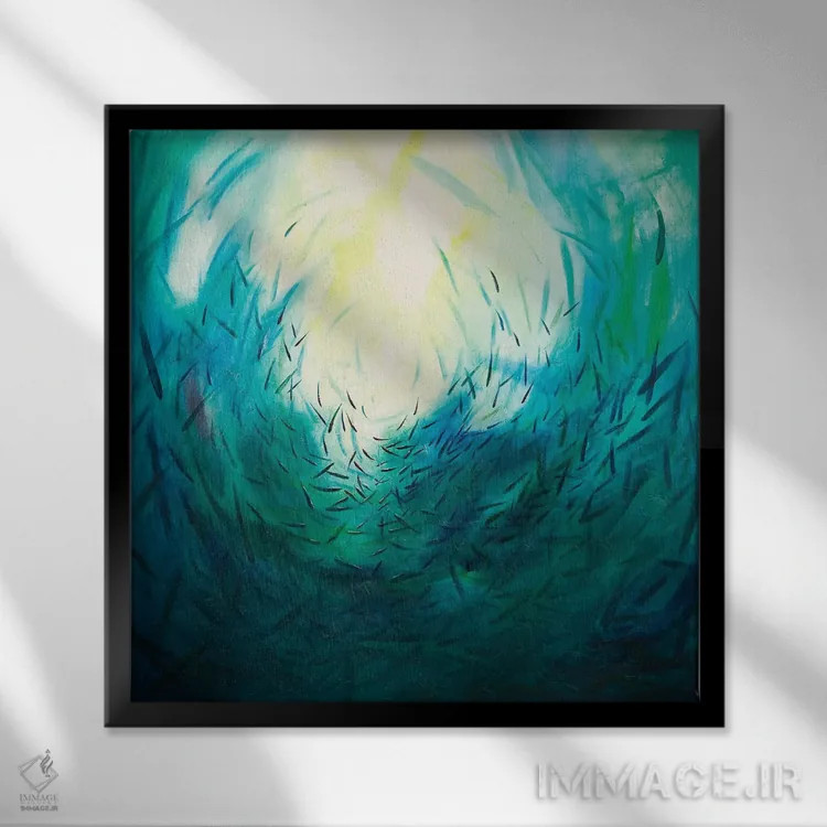 تابلو انتزاعی دریاهای آرامش ۱ اثر جولی ان اسکات - نمای قابدار مشکی