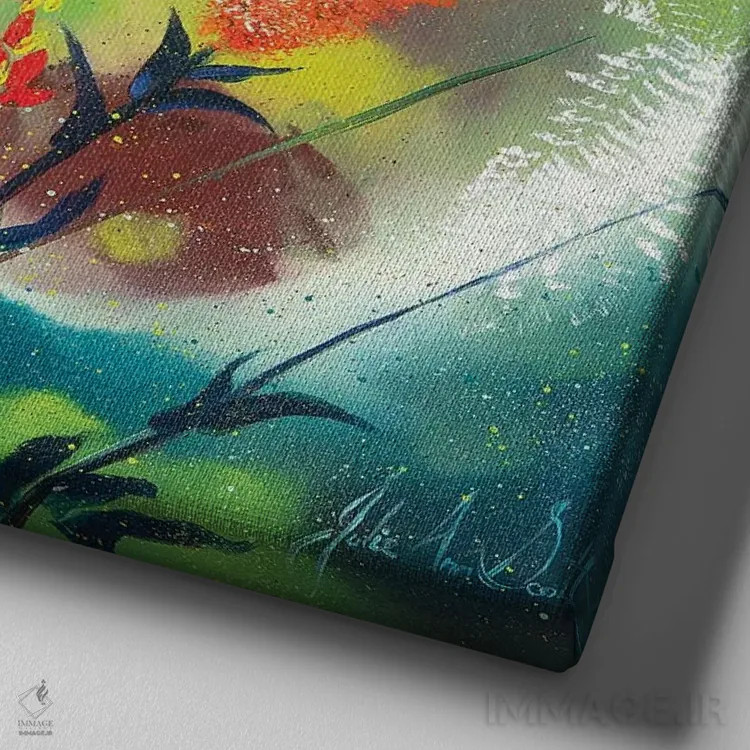 تابلو انتزاعی هنر روزهای تنبلی اثر جولی ان اسکات - نمای نزدیک بافت بوم