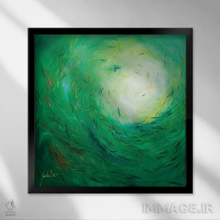 تابلو انتزاعی دریاهای آرامش ۳ اثر جولی ان اسکات - نمای قابدار مشکی