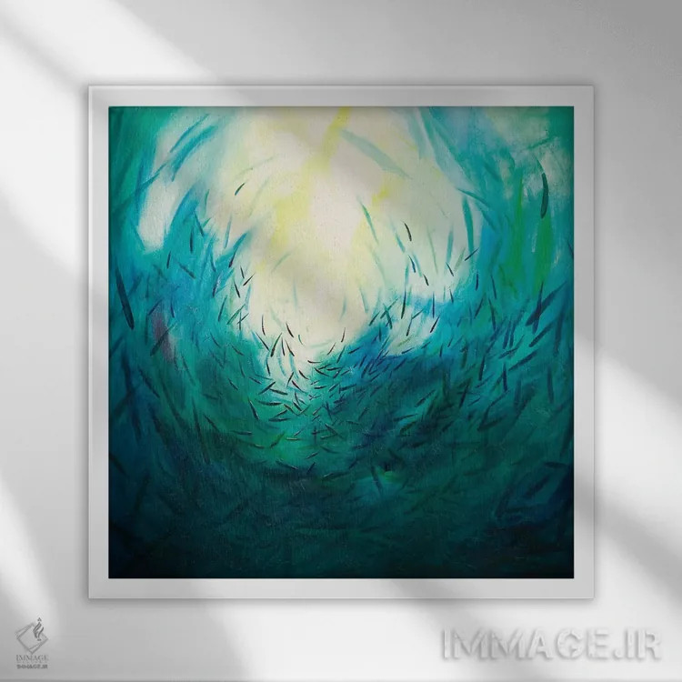 تابلو انتزاعی دریاهای آرامش ۱ اثر جولی ان اسکات - نمای قابدار سفید