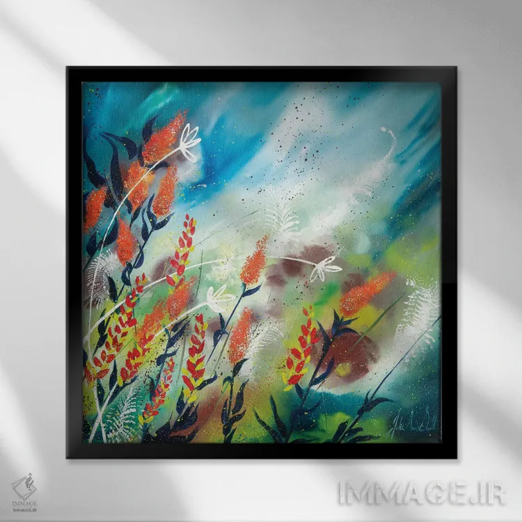 تابلو انتزاعی هنر روزهای تنبلی اثر جولی ان اسکات - نمای قابدار مشکی