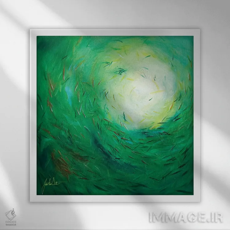 تابلو انتزاعی دریاهای آرامش ۳ اثر جولی ان اسکات - نمای قابدار سفید