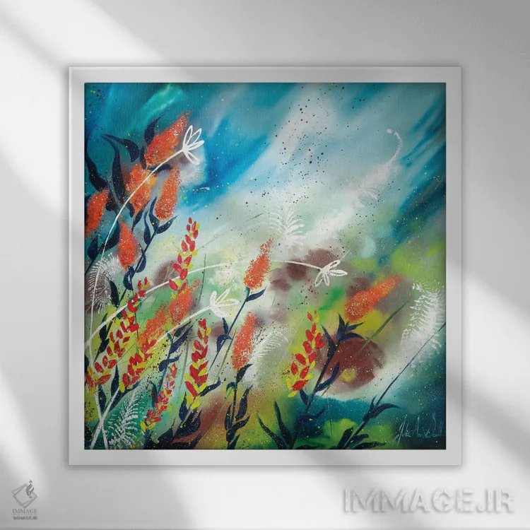 تابلو انتزاعی هنر روزهای تنبلی اثر جولی ان اسکات - نمای قابدار سفید
